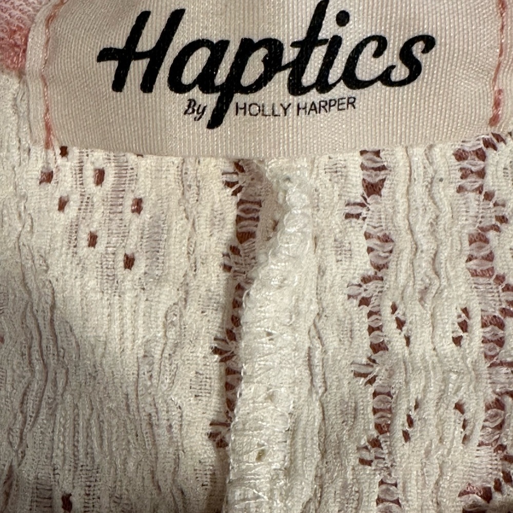 Haptics Lace Hoodie Pink Small Feminine Chic Pullover Boho Crochet Spring Style - Picture 6 of 7